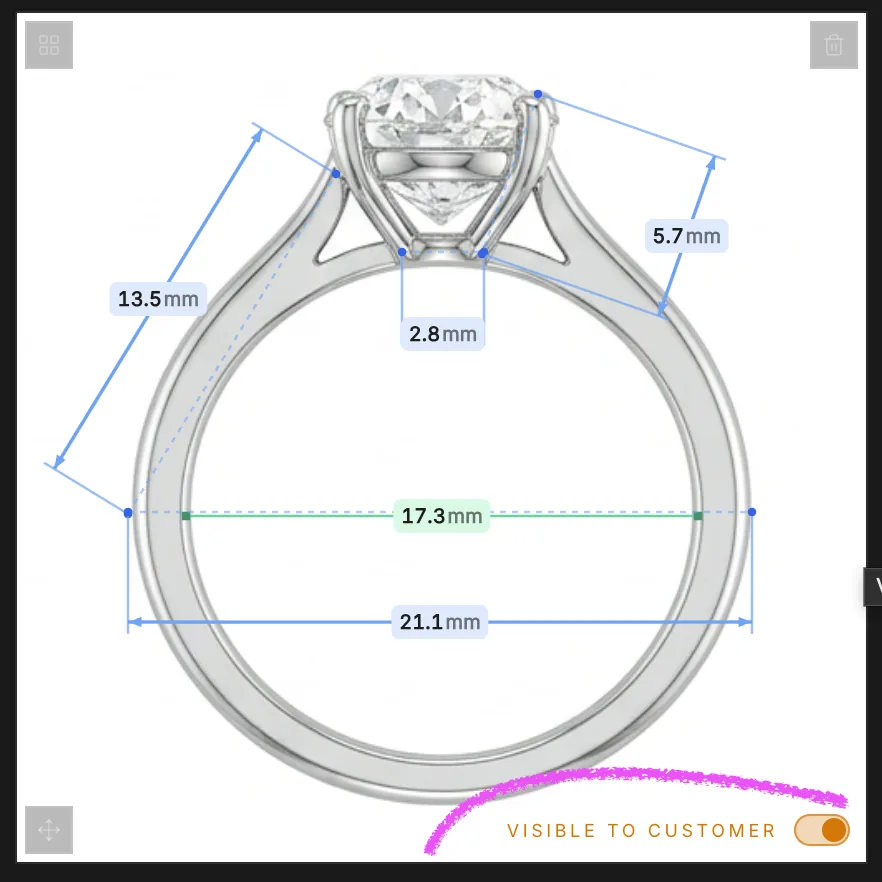 A projection tile with the visibility toggle enabled in the bottom-right corner