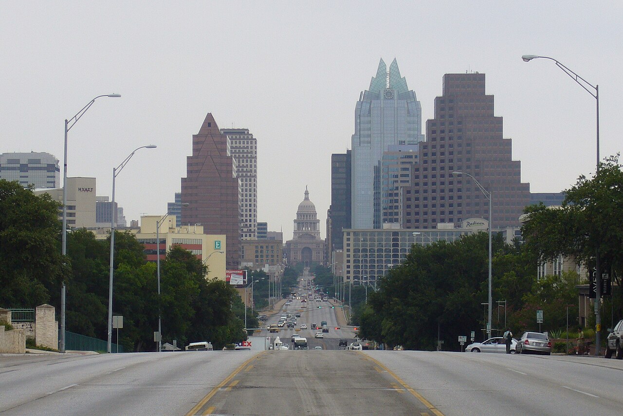 South Congress Avenue in Austin leading to the Texas State Capitol